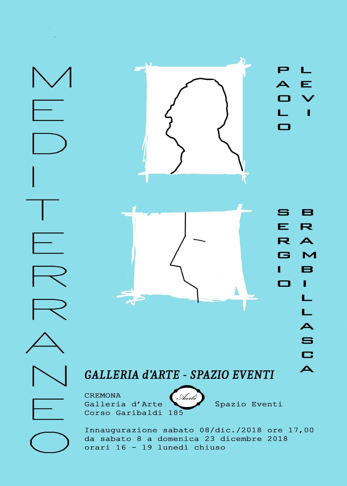 Locandina della mostra Mediterraneo, Sergio Brambillasca e Paolo Levi, Cremona, dicembre 2018